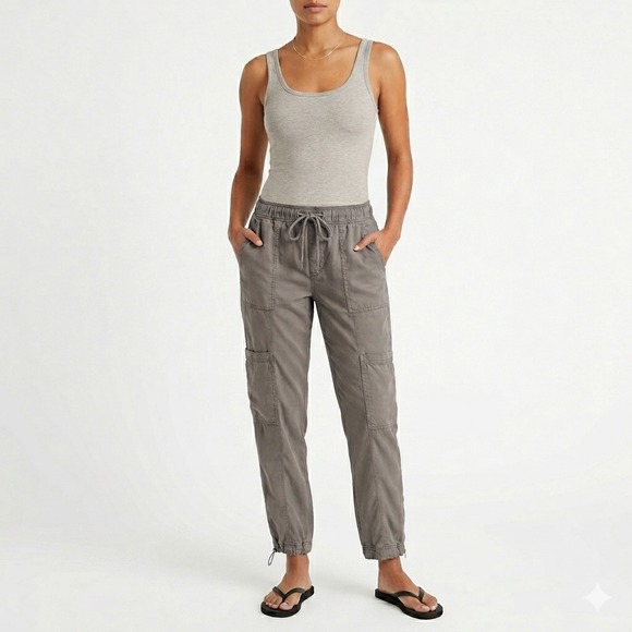 Nicole Miller Pants - Nicole Miller Tapered Cargo Joggers Sz S NWT Lyocell Gray Athleisure Minimalist